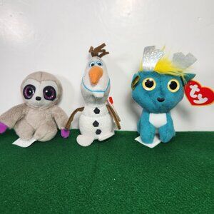 TY Beanie Baby Lot of 3 OLAF Keychain 4.5" Sully Teenie Beanie 3.5" Sage